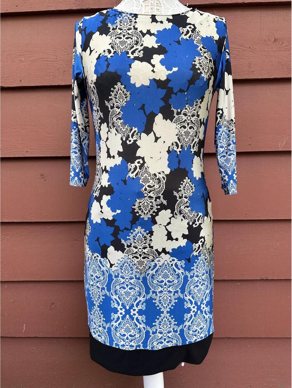 Atmosphere‎ Blue and Black Patterned Dress